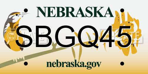 SBGQ45 Nebraska License Plate