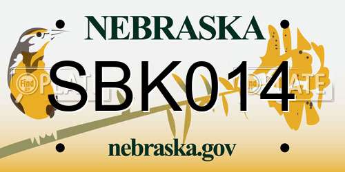 SBK014 Nebraska License Plate