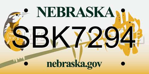 SBK7294 Nebraska License Plate
