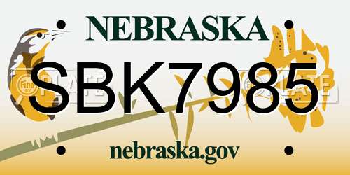 SBK7985 Nebraska License Plate
