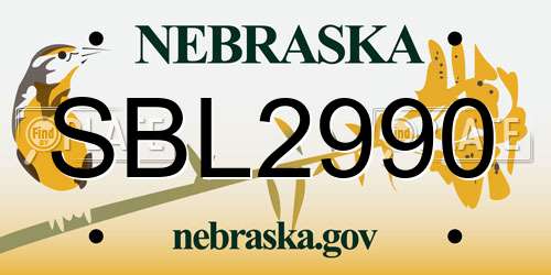 SBL2990 Nebraska License Plate
