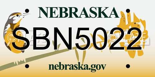 SBN5022 Nebraska License Plate