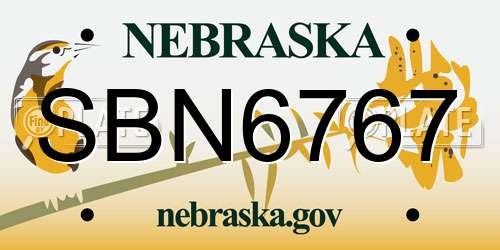 SBN6767 Nebraska License Plate