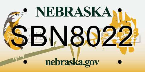 SBN8022 Nebraska License Plate