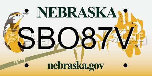 SBO87V Nebraska License Plate