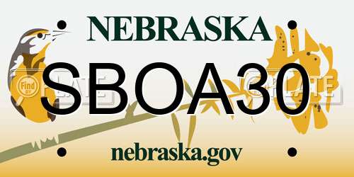 SBOA30 Nebraska License Plate