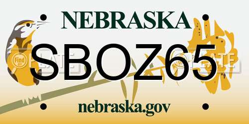 SBOZ65 Nebraska License Plate