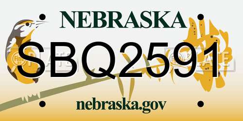 SBQ2591 Nebraska License Plate