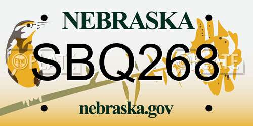 SBQ268 Nebraska License Plate