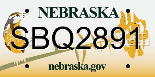 SBQ2891 Nebraska License Plate