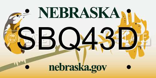 SBQ43D Nebraska License Plate