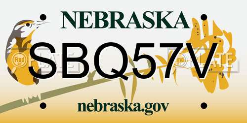 SBQ57V Nebraska License Plate