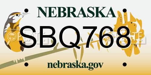 SBQ768 Nebraska License Plate