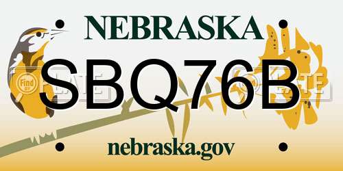 SBQ76B Nebraska License Plate