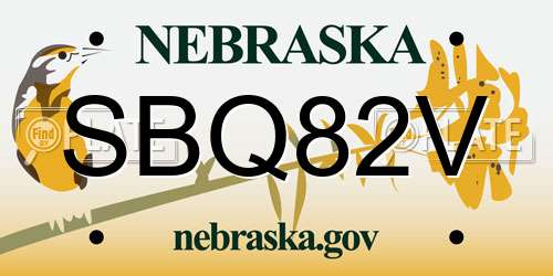 SBQ82V Nebraska License Plate