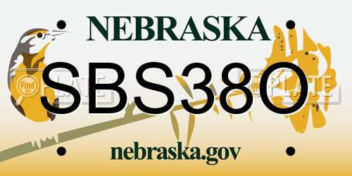 SBS38O Nebraska License Plate