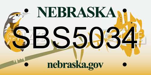 SBS5034 Nebraska License Plate