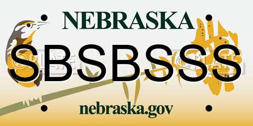 SBSBSSS Nebraska License Plate