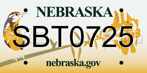 SBT0725 Nebraska License Plate