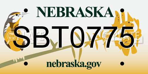 SBT0775 Nebraska License Plate