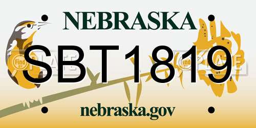 SBT1819 Nebraska License Plate