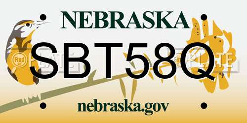 SBT58Q Nebraska License Plate