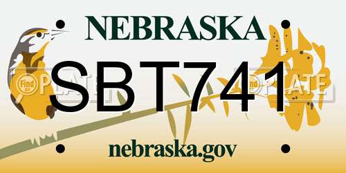 SBT741 Nebraska License Plate