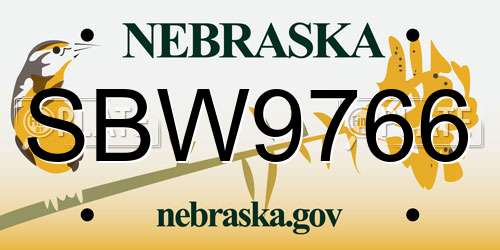 SBW9766 Nebraska License Plate