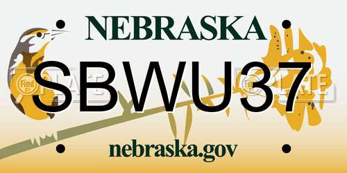 SBWU37 Nebraska License Plate