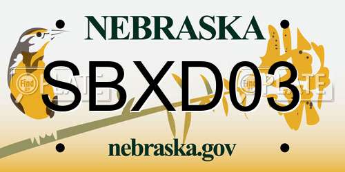 SBXD03 Nebraska License Plate