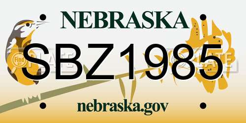 SBZ1985 Nebraska License Plate