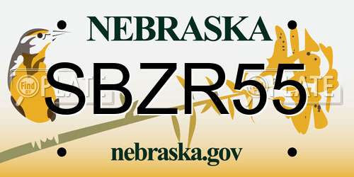 SBZR55 Nebraska License Plate