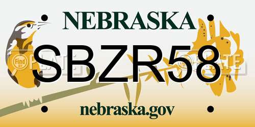 SBZR58 Nebraska License Plate