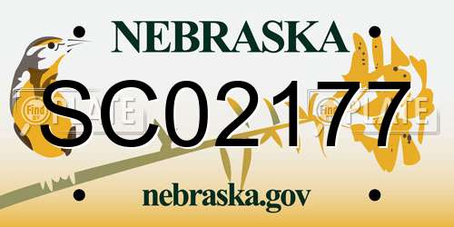 SC02177 Nebraska License Plate