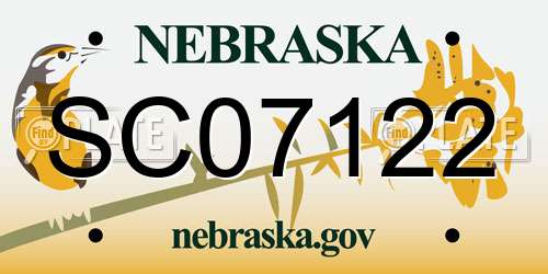 SC07122 Nebraska License Plate