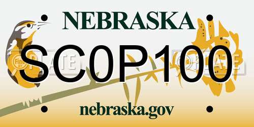 SC0P100 Nebraska License Plate
