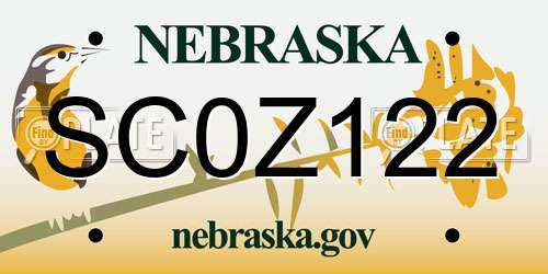 SC0Z122 Nebraska License Plate