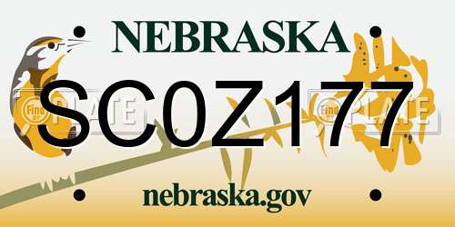 SC0Z177 Nebraska License Plate