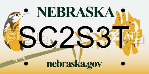 SC2S3T Nebraska License Plate