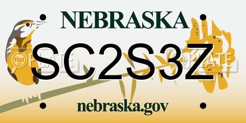 SC2S3Z Nebraska License Plate