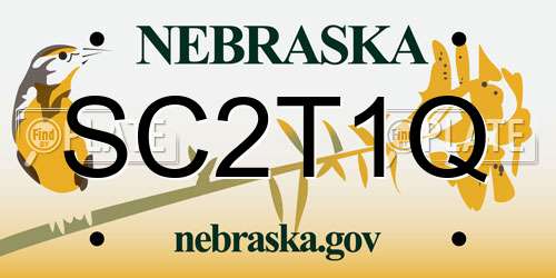 SC2T1Q Nebraska License Plate