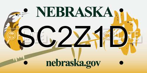 SC2Z1D Nebraska License Plate