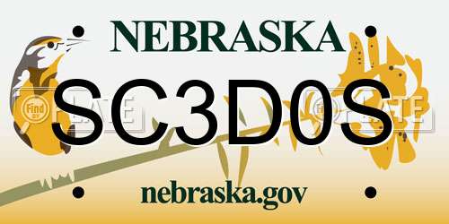 SC3D0S Nebraska License Plate