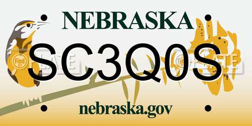 SC3Q0S Nebraska License Plate