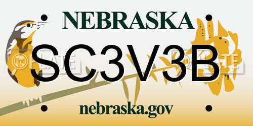 SC3V3B Nebraska License Plate