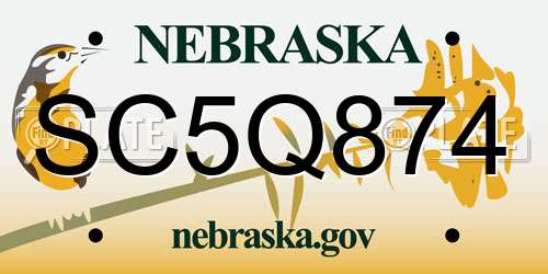 SC5Q874 Nebraska License Plate