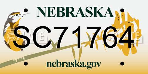 SC71764 Nebraska License Plate