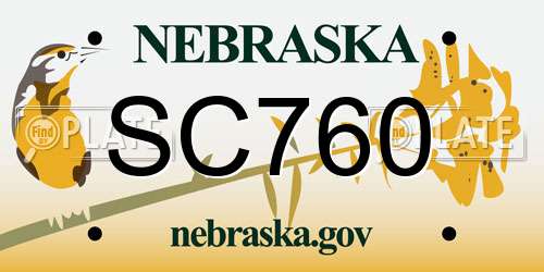 SC760 Nebraska License Plate