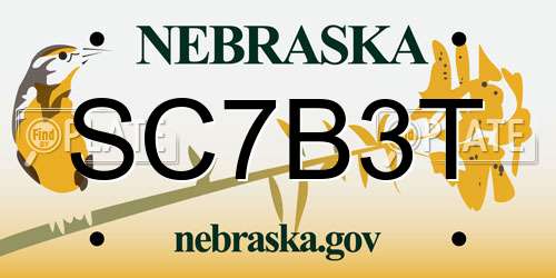 SC7B3T Nebraska License Plate