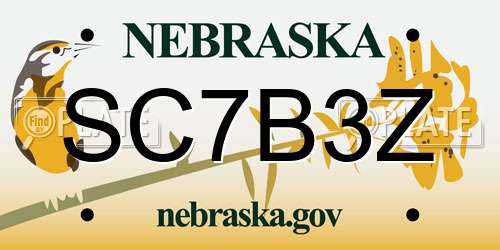 SC7B3Z Nebraska License Plate